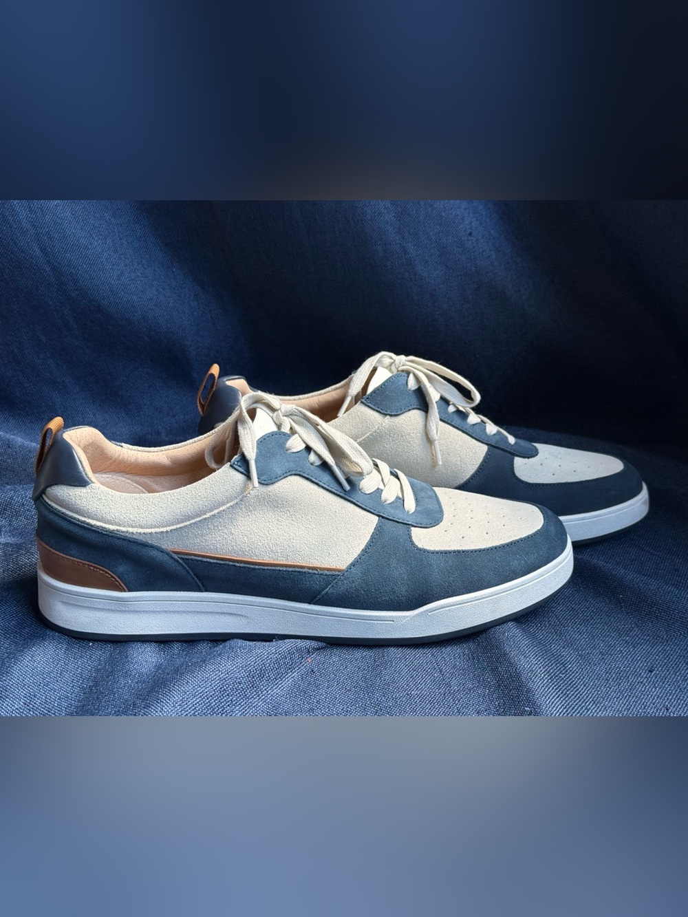 Johnnie-O Topspin Court Navy White Leather Sneakers Men 11.5M 2024